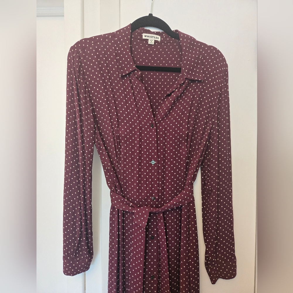 Whistles Margot Burgundy and White Midi Dress *as seen on Kate Middleton!*